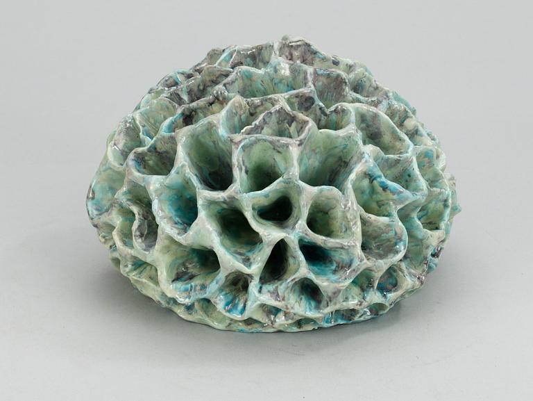 A Hans Hedberg faience sculpture of a sponge, Biot, France.