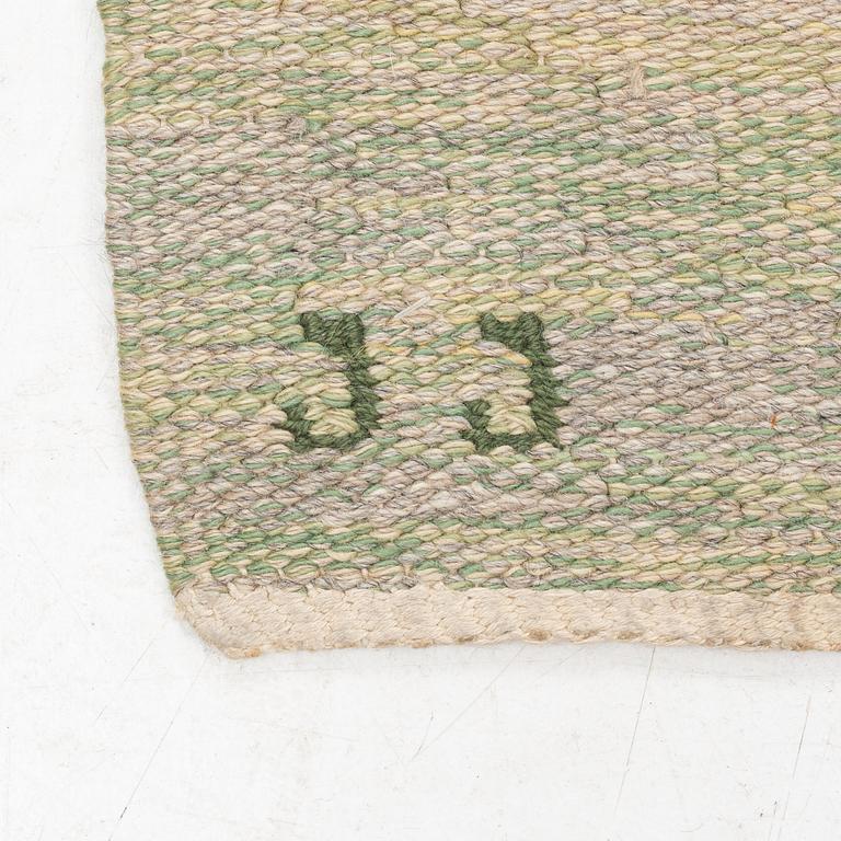 Judith Johansson, a carpet, "Pors" flat weave, approximately 290 x 199 cm, signed JJ.