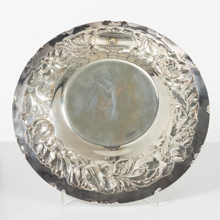 A Swedish silver plate, mark of Guldsmedsaktuebolaget, Stockholm 1951. Barock style.