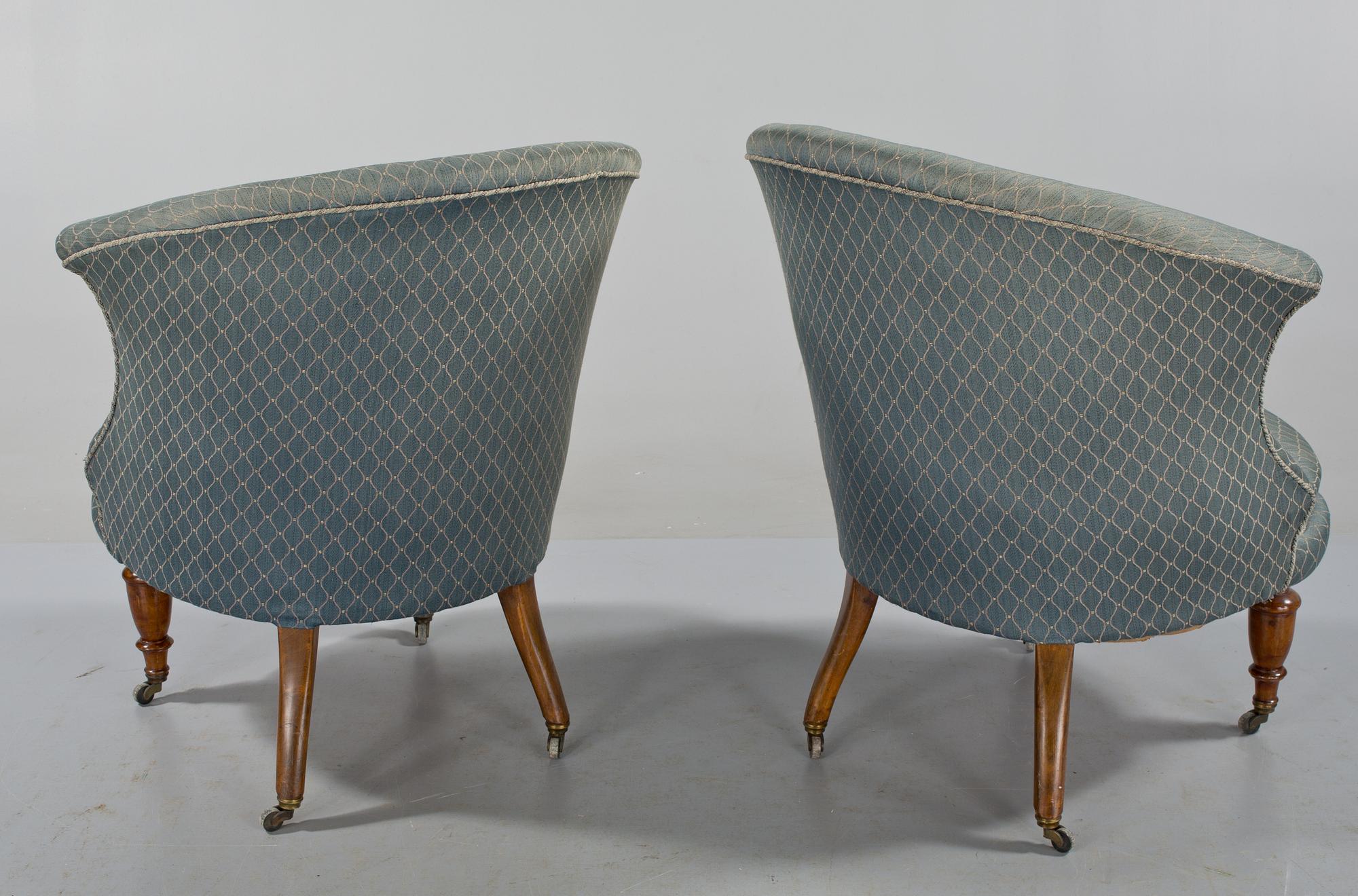 FÅTÖLJER, ett par, 1800-talets slut.