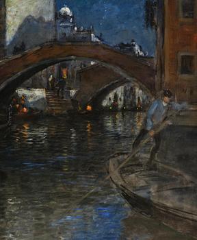 Wilhelm von Gegerfelt, Evening canal scene, Venice.