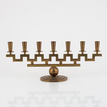 Candelabra, brass, attributed to Firm Lars Holmström, Arvika, second half of the 20th century.