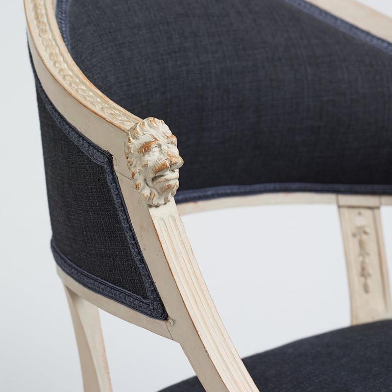 A pair of late Gustavian armchairs.