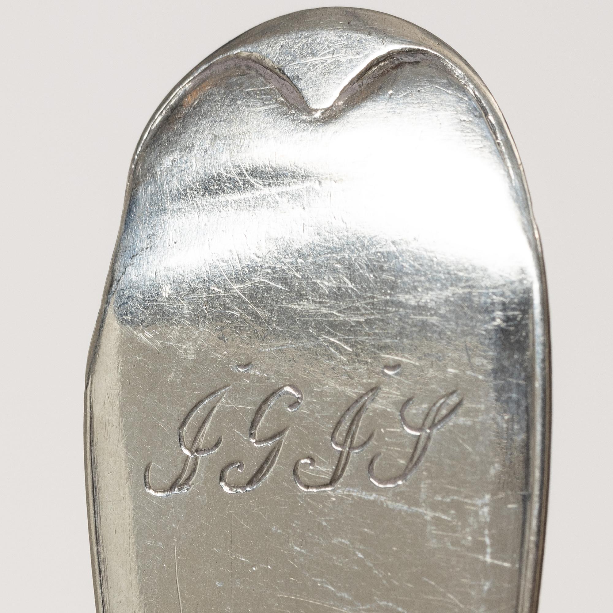 Nine Swedish silver spoons, early 19th century.