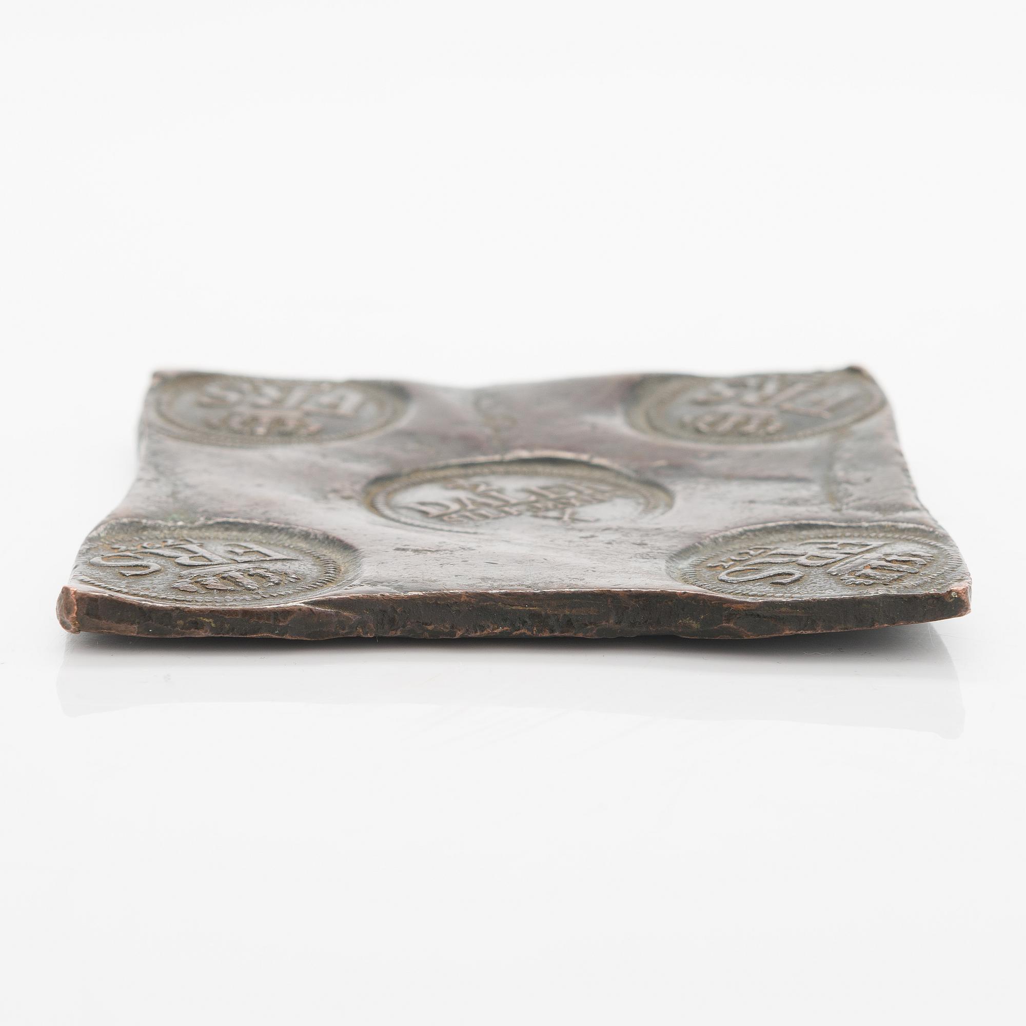 Plåtmynt, 1/2 daler silvermynt, koppar, Fredrik I, 1723.