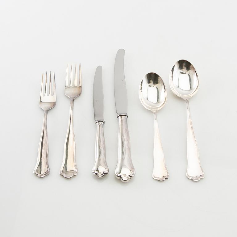 Cutlery 74 pcs "Kungsholm" silver, GAB Stockholm 1957-1966.