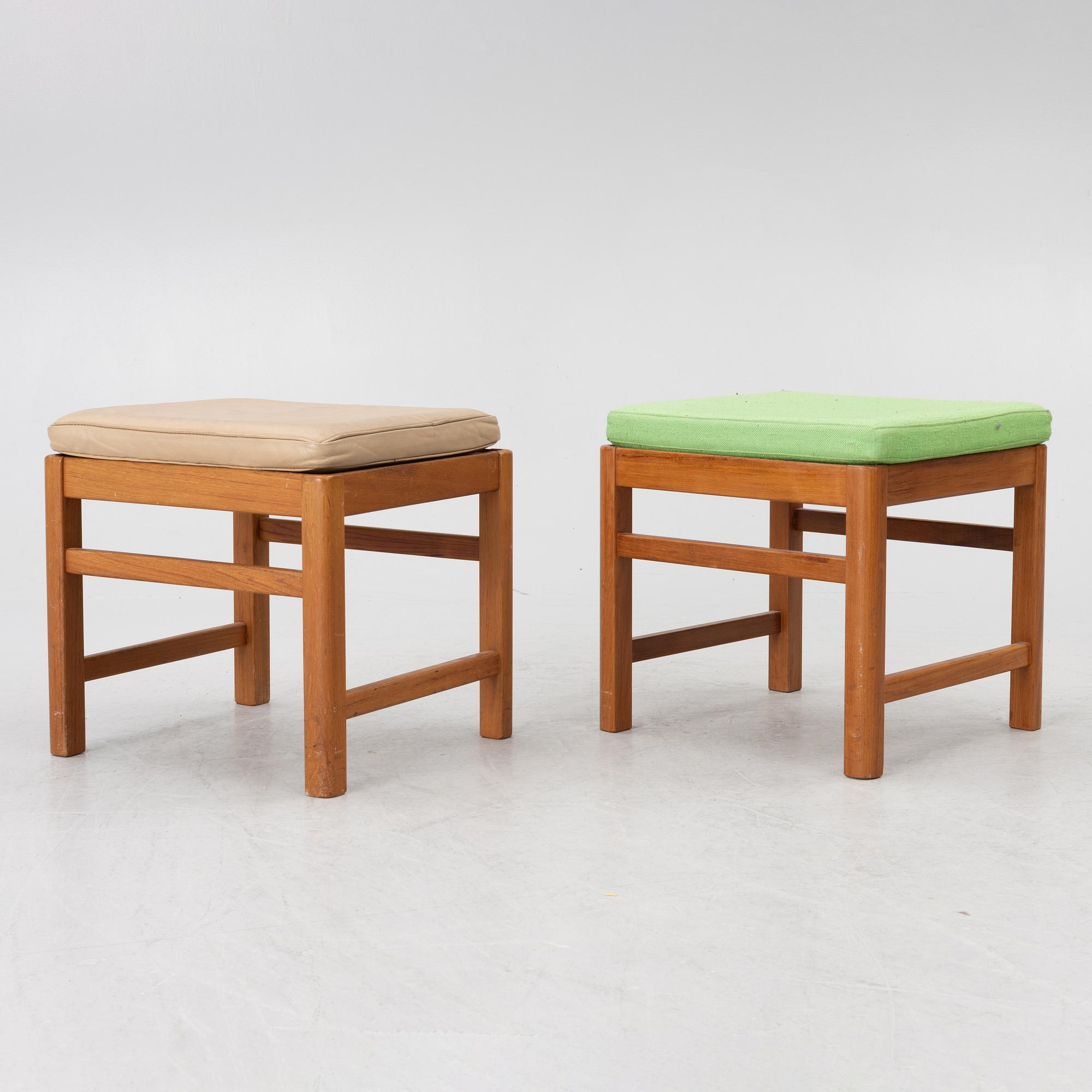 Six teak stools, Scandinavia, 1960's.