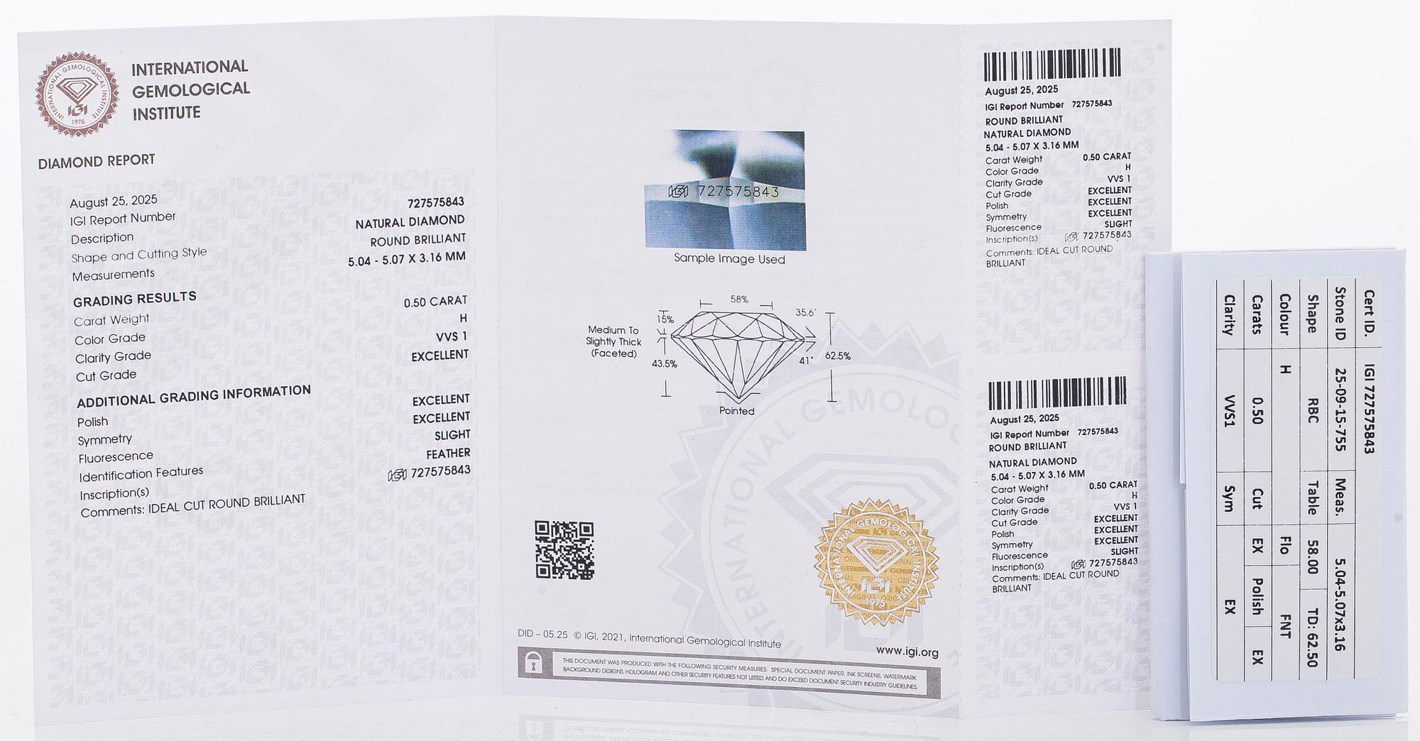 A pair of 14K gold earrings and brilliant cut diamonds.