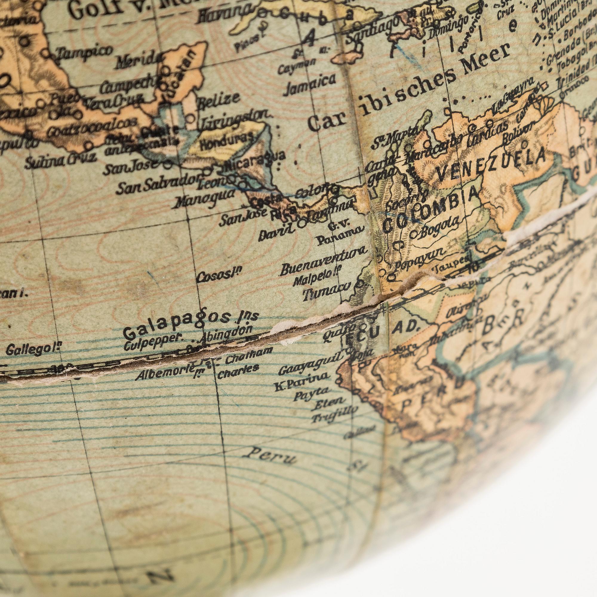 Maapallo, Columbus Erdglobus, Columbus Verlag, Berliini, 1900-luvun ensimmäinen puolisko.