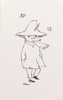 TOVE JANSSON, 4 tuschteckningar, sign Tove.