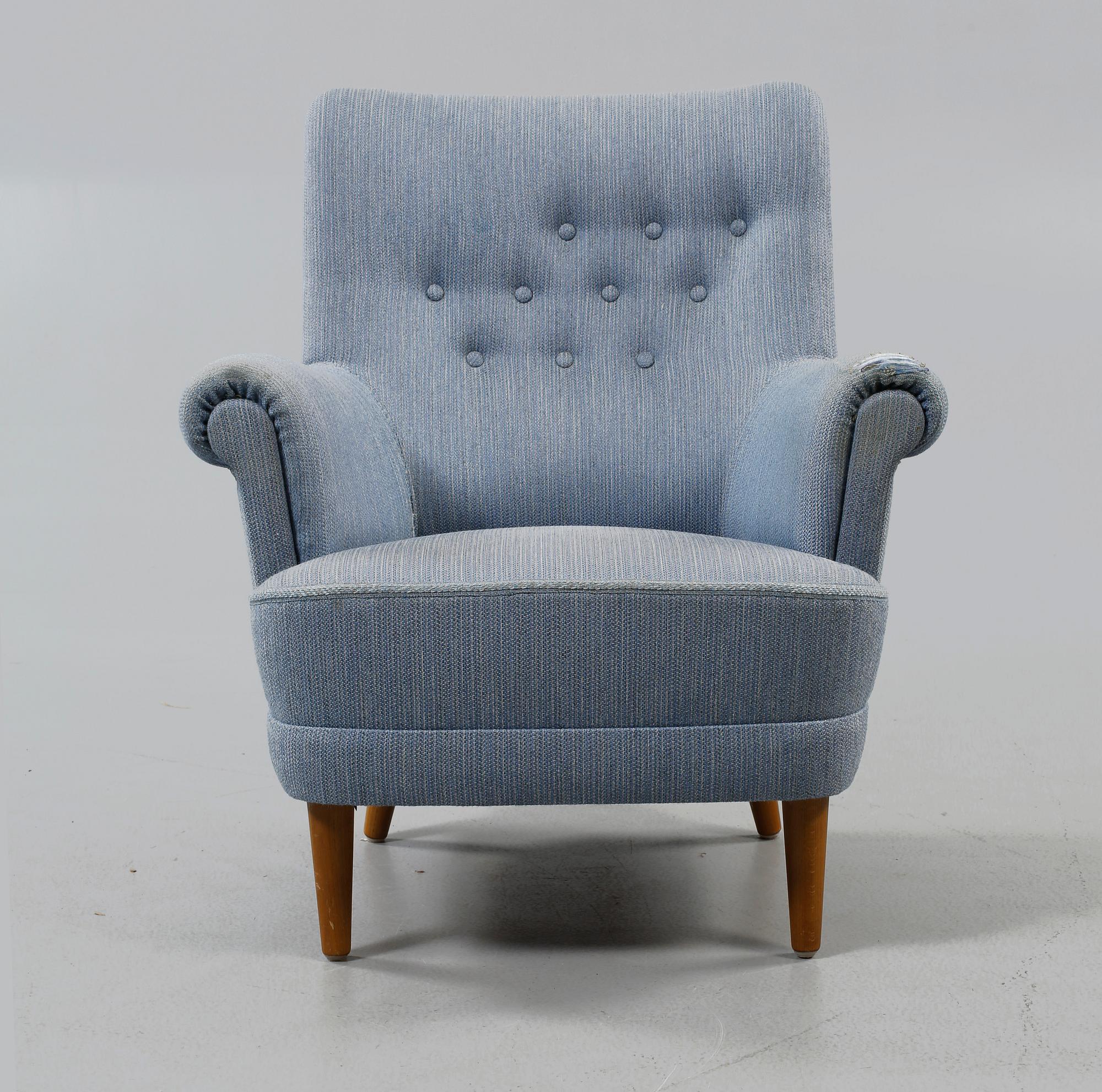 FÅTÖLJ, "Hemmakväll" Carl Malmsten, O.H. Sjögren, Tranås, omkring 1900-talets mitt.