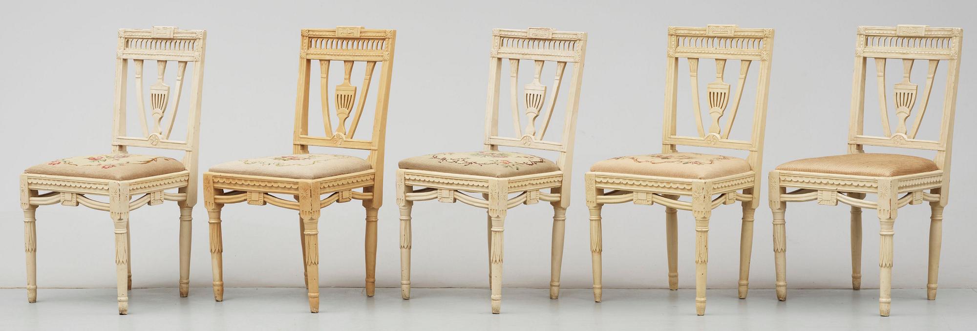 STOLAR, 5 st, gustaviansk stil, 1800-tal.