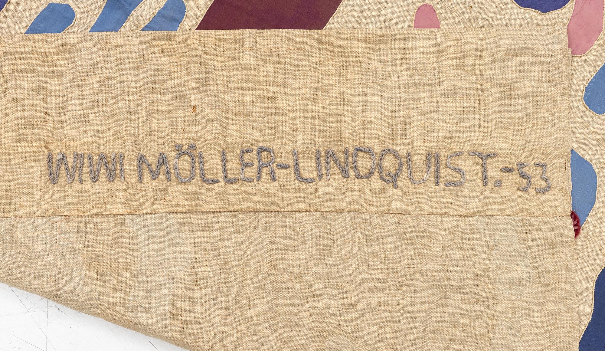 Wiwi Möller-Lindquist, Textile application, signed and dated -53.