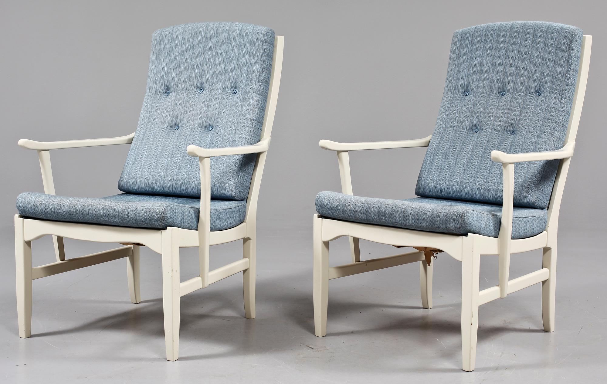 FÅTÖLJER, ett par, "Vapensmeden", Carl Malmsten, AB O.H. Sjögren Stoppmöbler i Tranås, 1900-talets andra hälft.