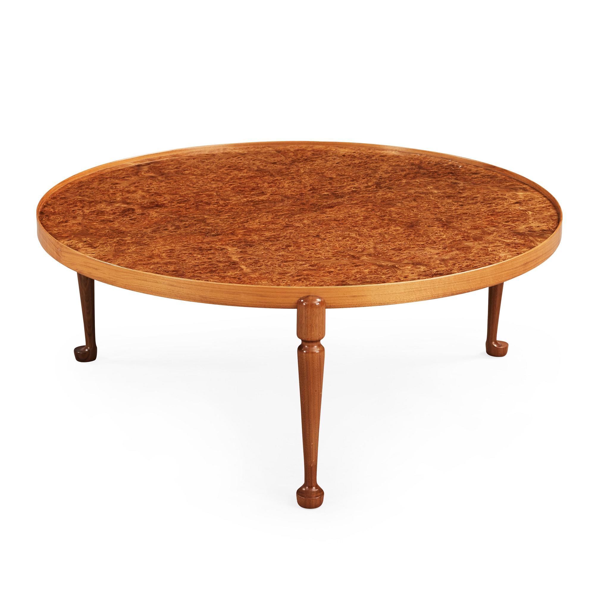 Josef Frank, a walnut and burrwood sofa table, Svenskt Tenn, model 2139, post 1985.