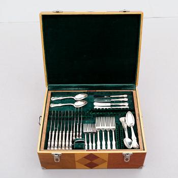 BESTICK, 58 delar, silver, "Prins Albert", CG Hallberg, Stockholm 1940-tal. Vikt med stålblad ca 2885 gram.