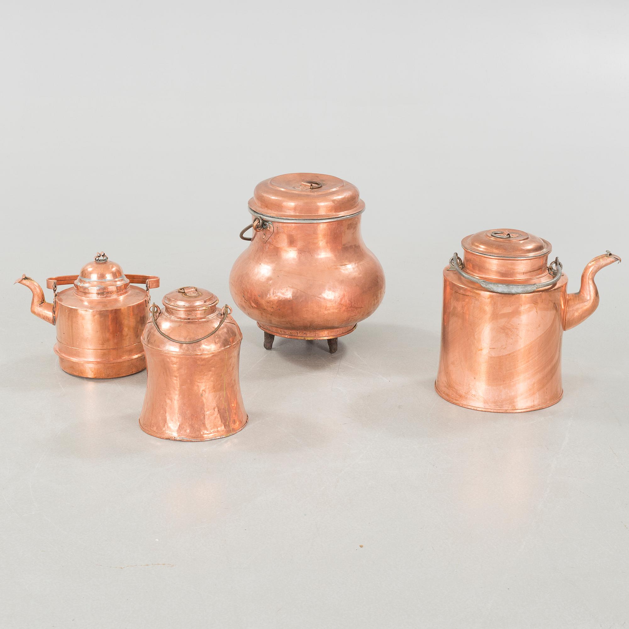 Four copper objects, 19th century.