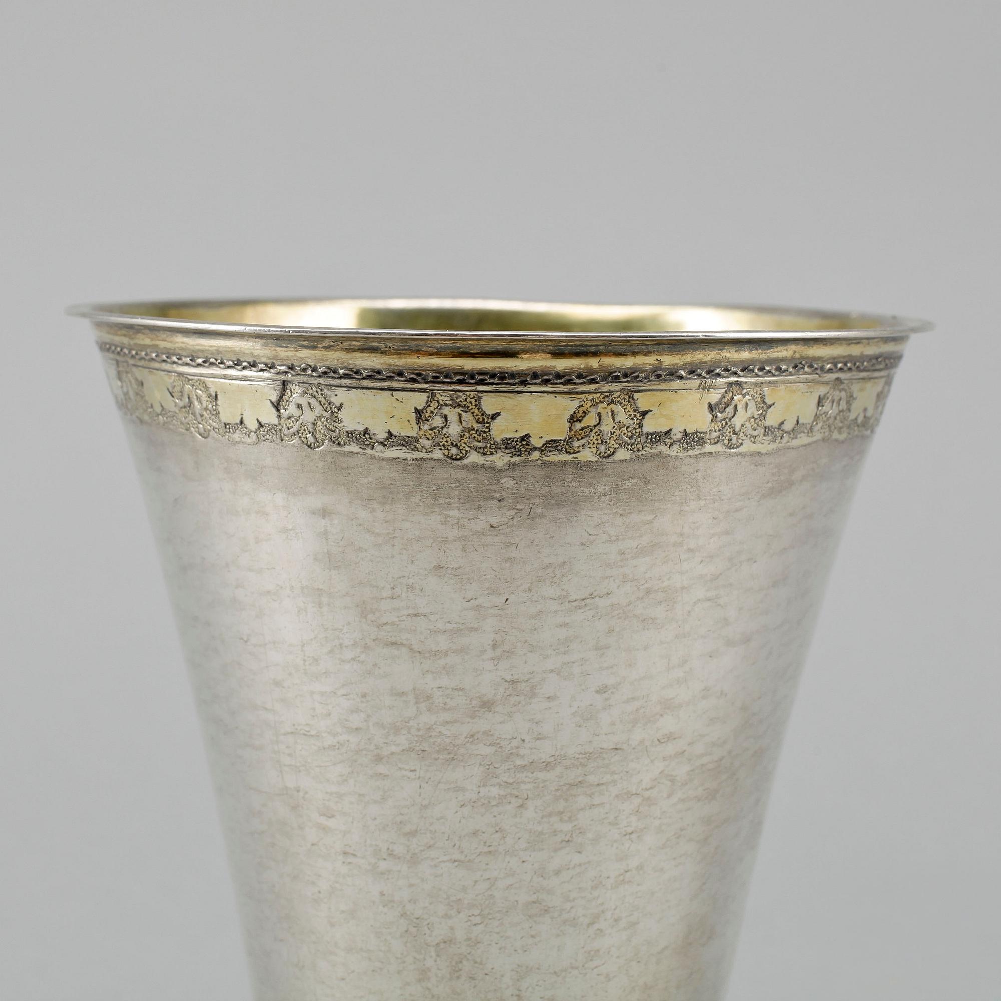 BÄGARE, silver, Anders Lundman Stockholm, verksam 1745-1763, vikt ca 377g.