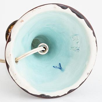 Rörstrand, bordslampa, majolika omkring år 1900.