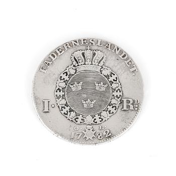 RIKSDALER, silver, Gustav III 1782. Vikt ca 29 gram.