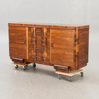 A walnut Art Deco 1940s sideboard.