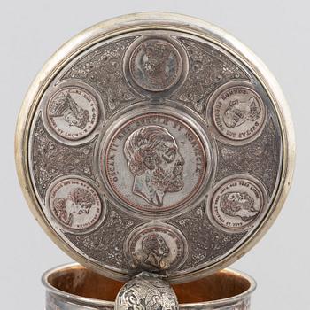 A Swedish late 19th century silver plated tankard, mark of GAB (Guldsmedsaktiebolaget), Stockholm.