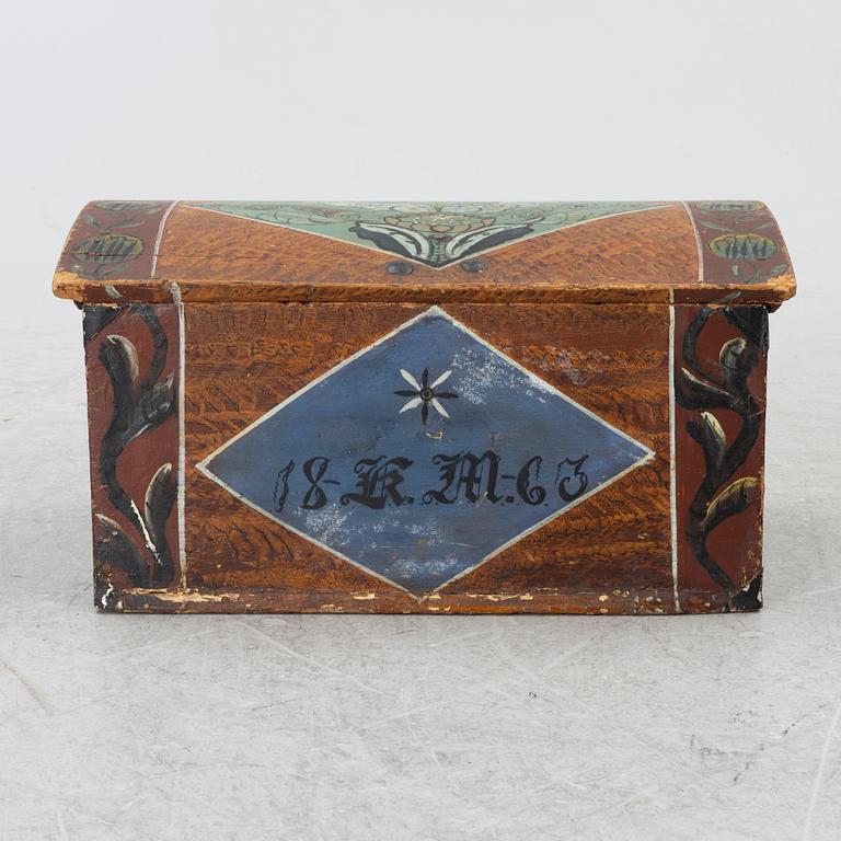 Box, folk art, dated 1863.