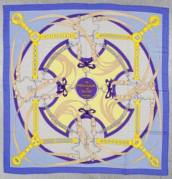 Hermès, a cachmere and silk 'La Promenade du Matin' scarf.