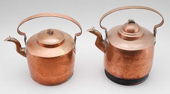 KANNOR, 2 st, koppar, 1800-tal.