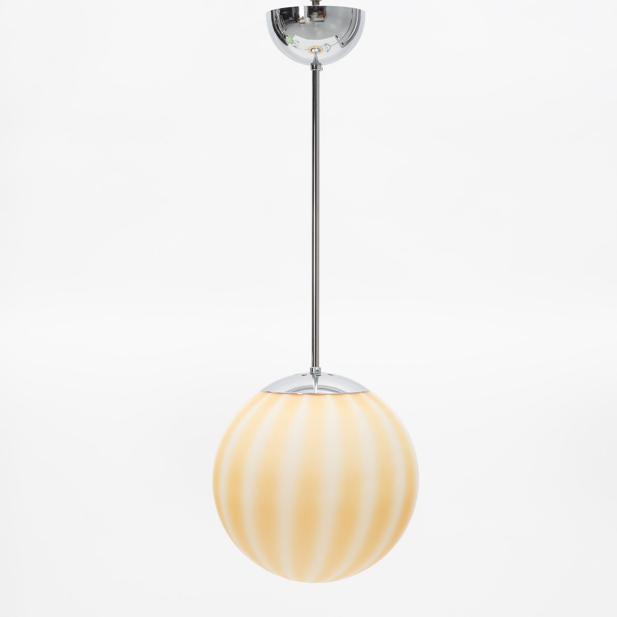 A chrome and glass ceiling lamp, 1930's/contemporary.