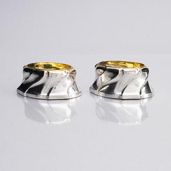 A pair of Swedish 18th century parcel-gilt salt-cellars, marks of Petter Friedrich Moldenhauer, Stockholm 1748.
