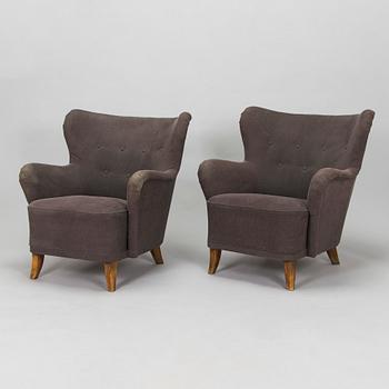 Ilmari Lappalainen, a pair of 1950's 'Laila' armchairs for Asko, Finland.