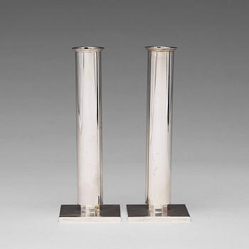 158. Wiwen Nilsson, a pair of sterling candlesticks, Lund, Sweden 1949.