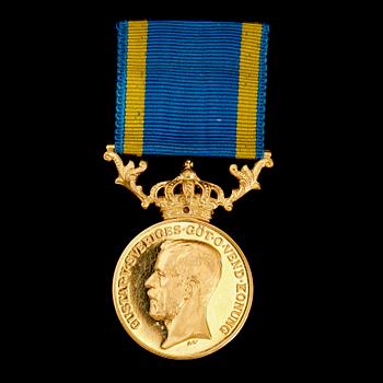 MEDALJ, guld, Gustaf V, 1929. Vikt ca 13 g.