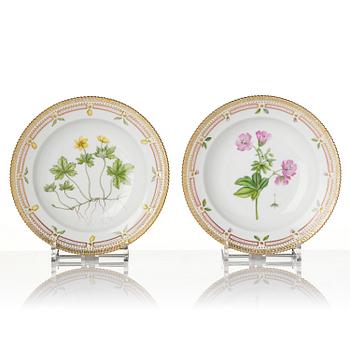 A set of 12 Royal Copenhagen 'Flora Danica' soup dishes, Denmark, 20th century.