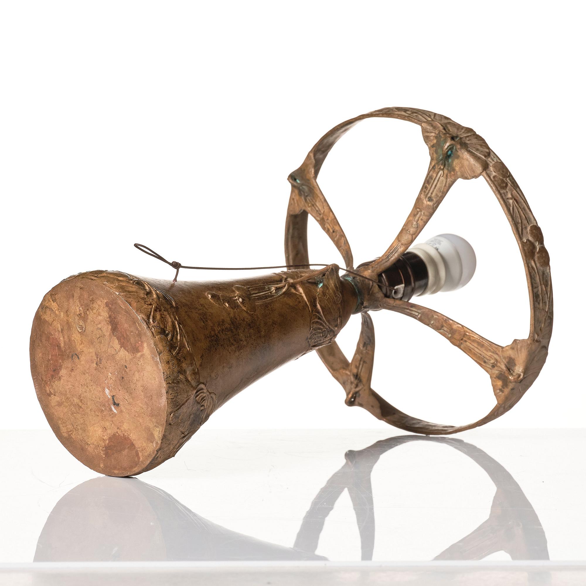 A. Granberg & Hugo Elmqvist, a patinated bronze table lamp, Stockholm, early 20th century.