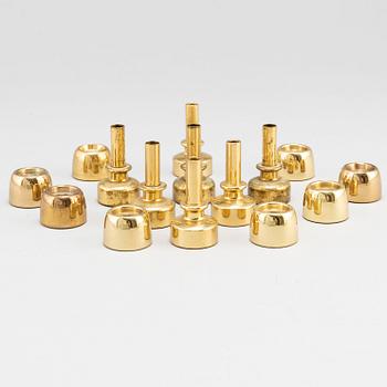 HANS-AGNE JAKOBSSON, 15 small brass candlesticks, Markaryd.