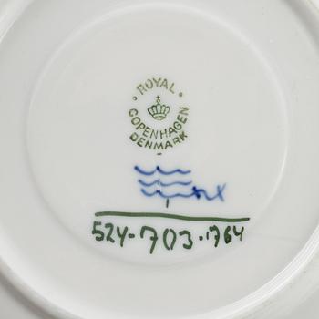 A 48-piece coffee and tea service, half lace and full lace 'Musselmalet', Royal Copenhagen, Denmark.