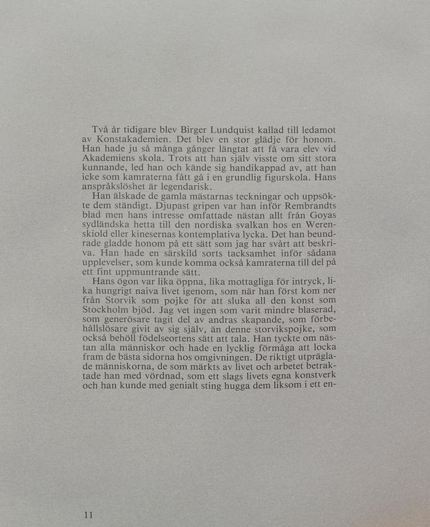 BIRGER LUNDQUIST, bildverk numrerad 25/30.