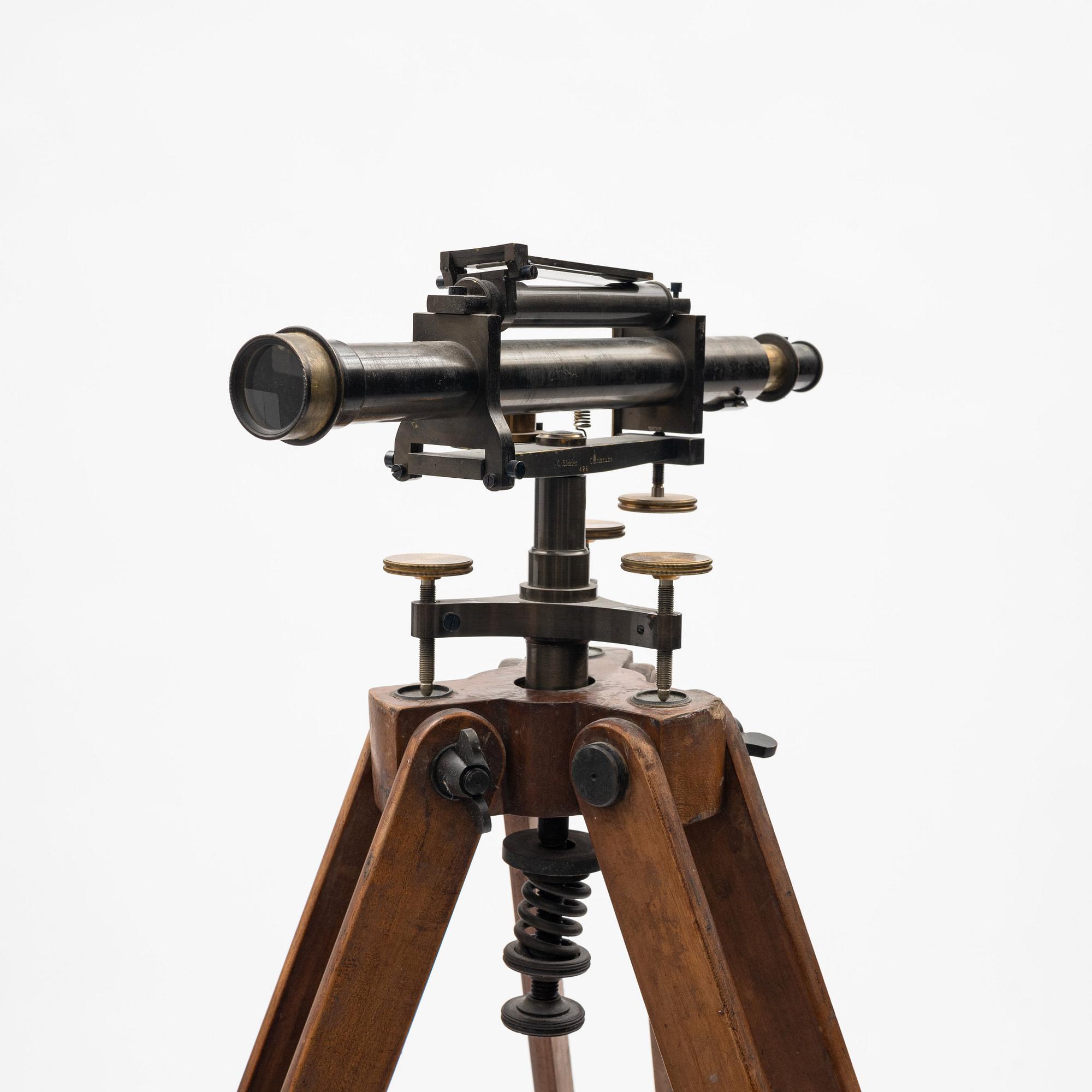 C. Sickler, balancing instrument on a wooden tripod stand, model 428, Carlsruhe, Germany.