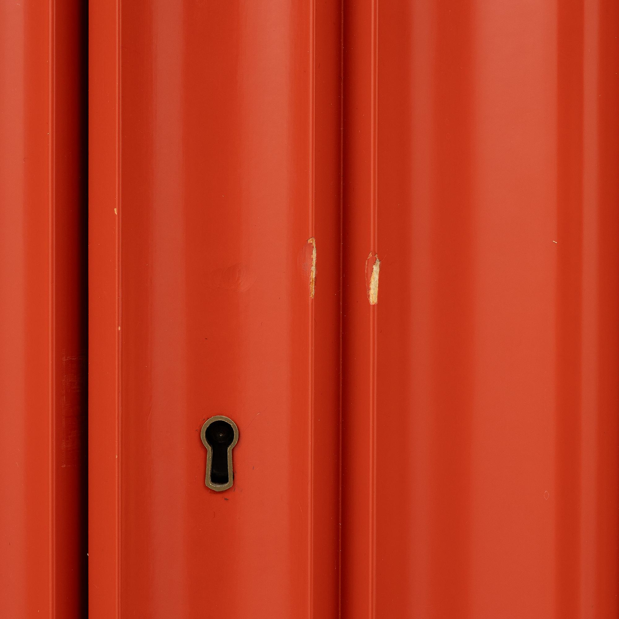 Josef Frank, a red lacquered cabinet, model 2192, 'The Cardboard Cabinet' by Svenskt Tenn, after 1985.