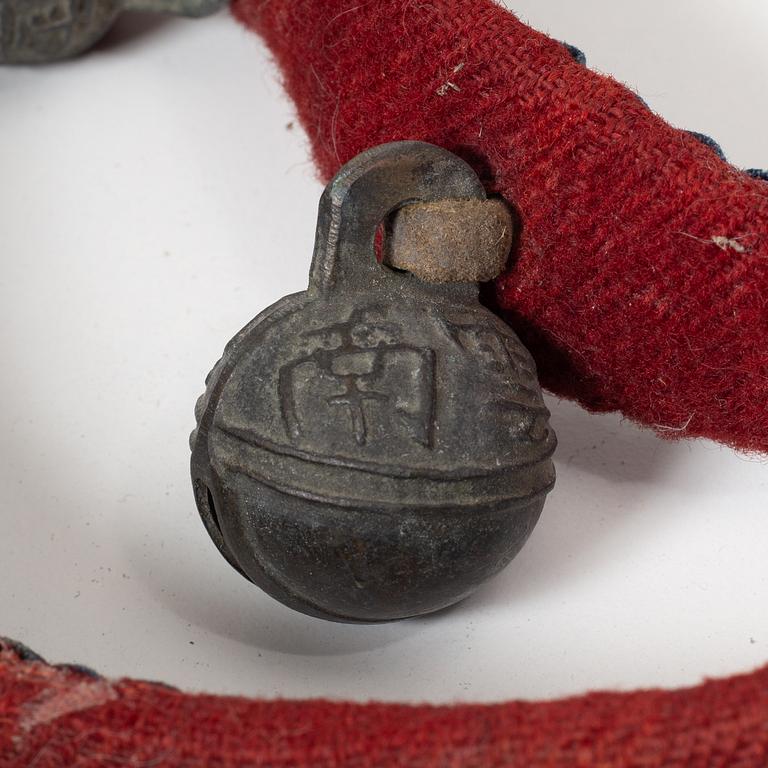 Three Chinese bells for harness, late Qing dynasty.