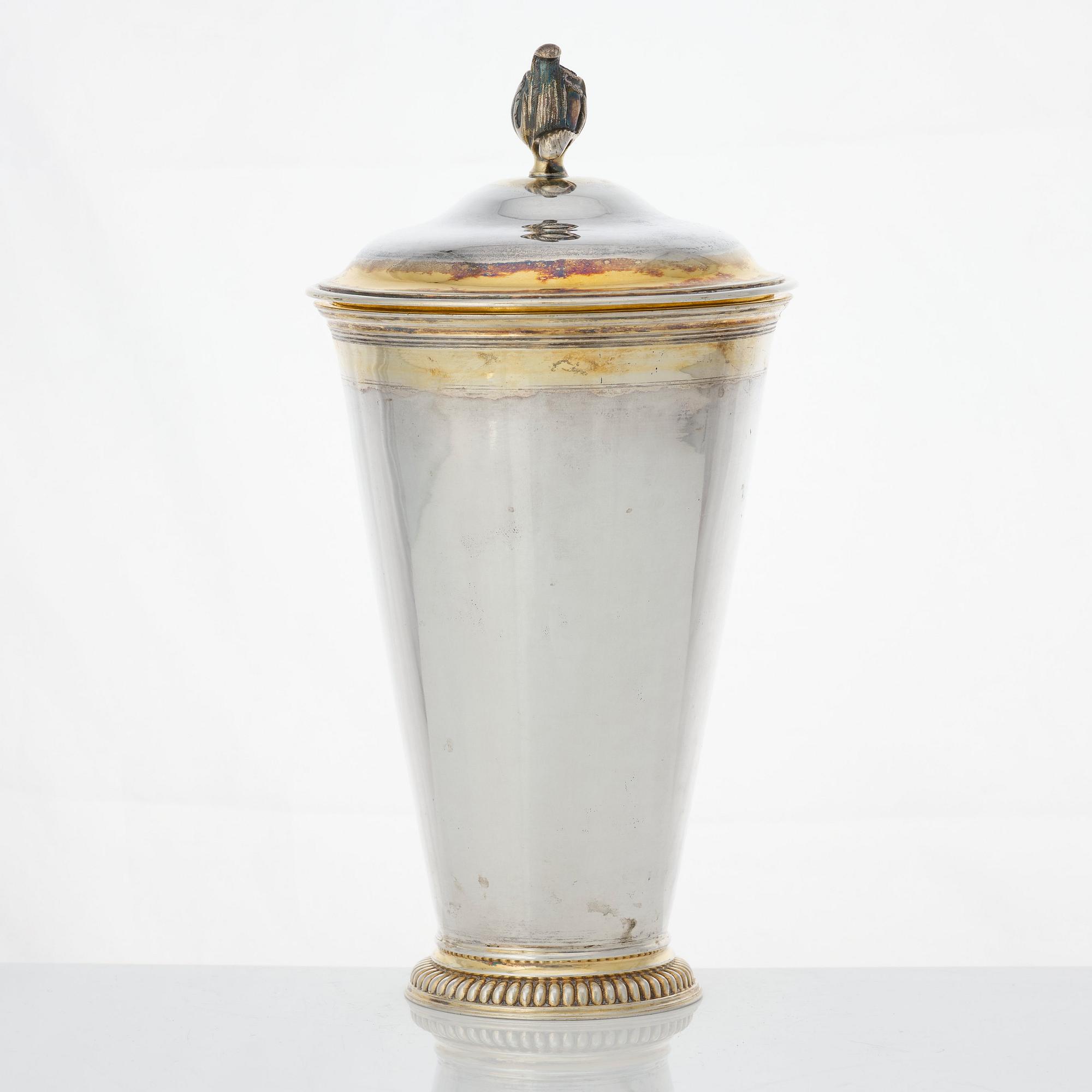 Wilhelm Christian Hillebrandt, bägare med lock, silver, Reval (verksam 1758-1780).