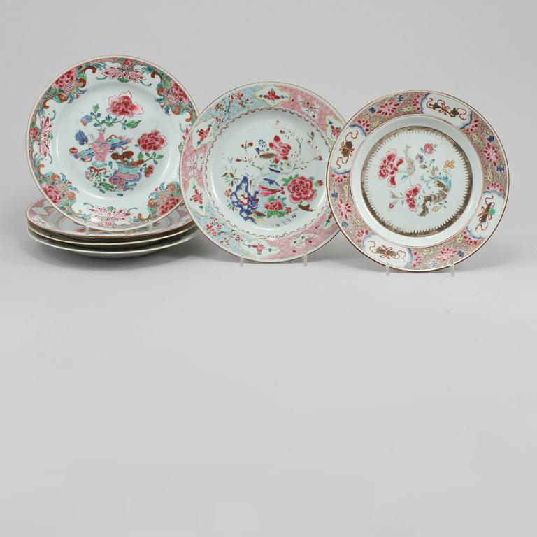 TALLRIKAR, 6 st, porslin, Kina, 1700-tal.