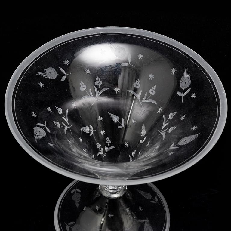 Three glass vases, from Orrefors and Kosta, first half of the 20th century.