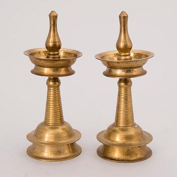 Set of seven 20th Century brass objects.