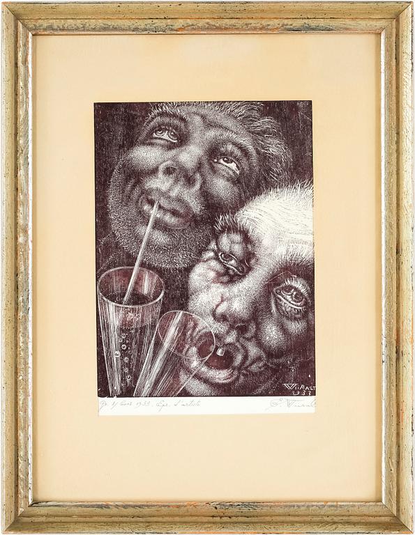EDUARD WIIRALT, trägravyr, signerad med blyerts, ea-upplaga, daterad 1933.