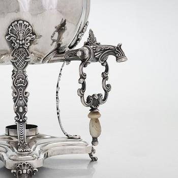 A mid-19th-century silver liquid warmer, maker's mark of Adolf Sper, Saint Petersburg, 1843.