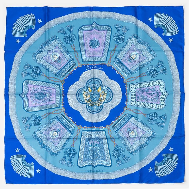 Hermès, a 'Poste et Cavalerie' twill sik scarf.