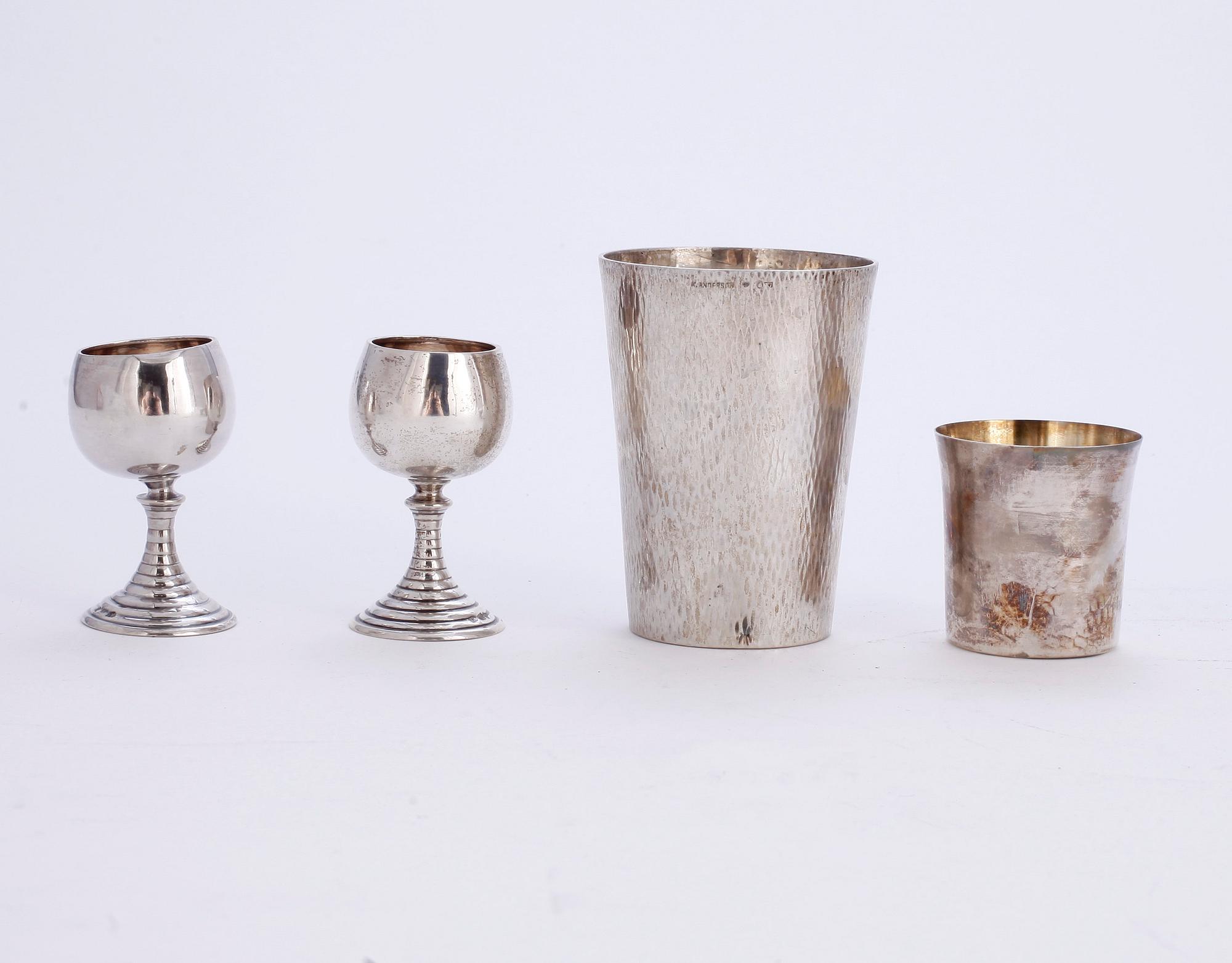 PARTI SILVER, 8 delar, bl.a. GAB, Stockholm, 1967. Vikt 252 gram.